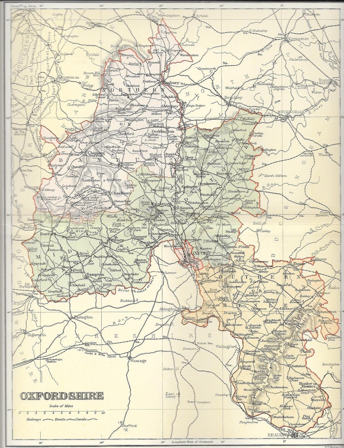 Oxfordshire antique map