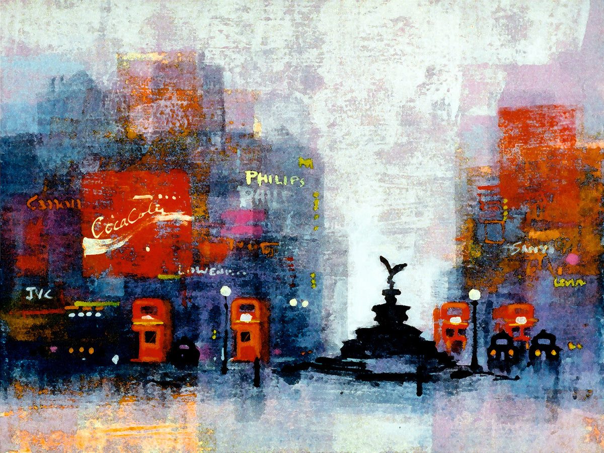 Piccadilly Circus Eros London a signed and numbered print by Colin Ruffell