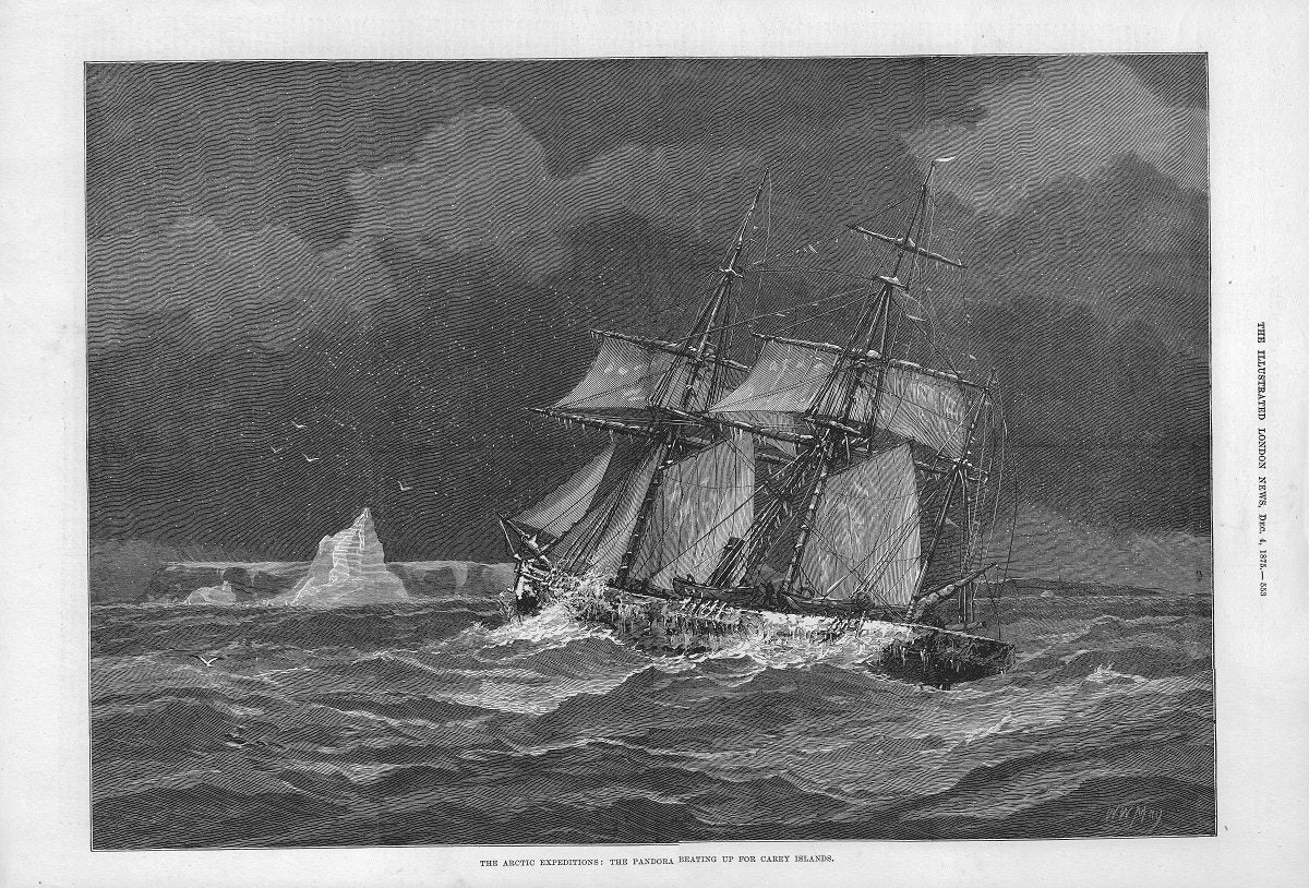 Pandora British Arctic Expedition 1875-1876 antique print published 1875