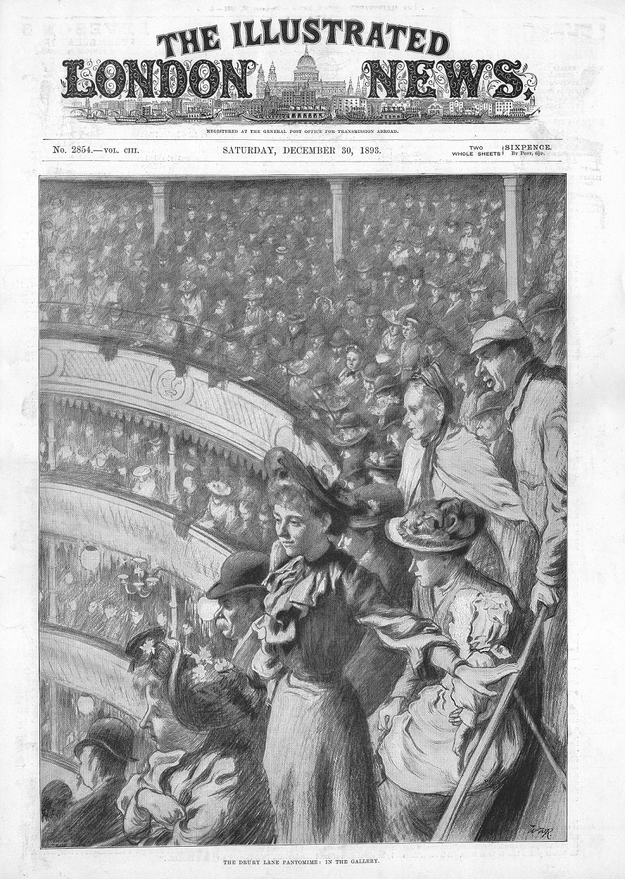 Pantomime at the Theatre Royal Drury Lane antique print 1893