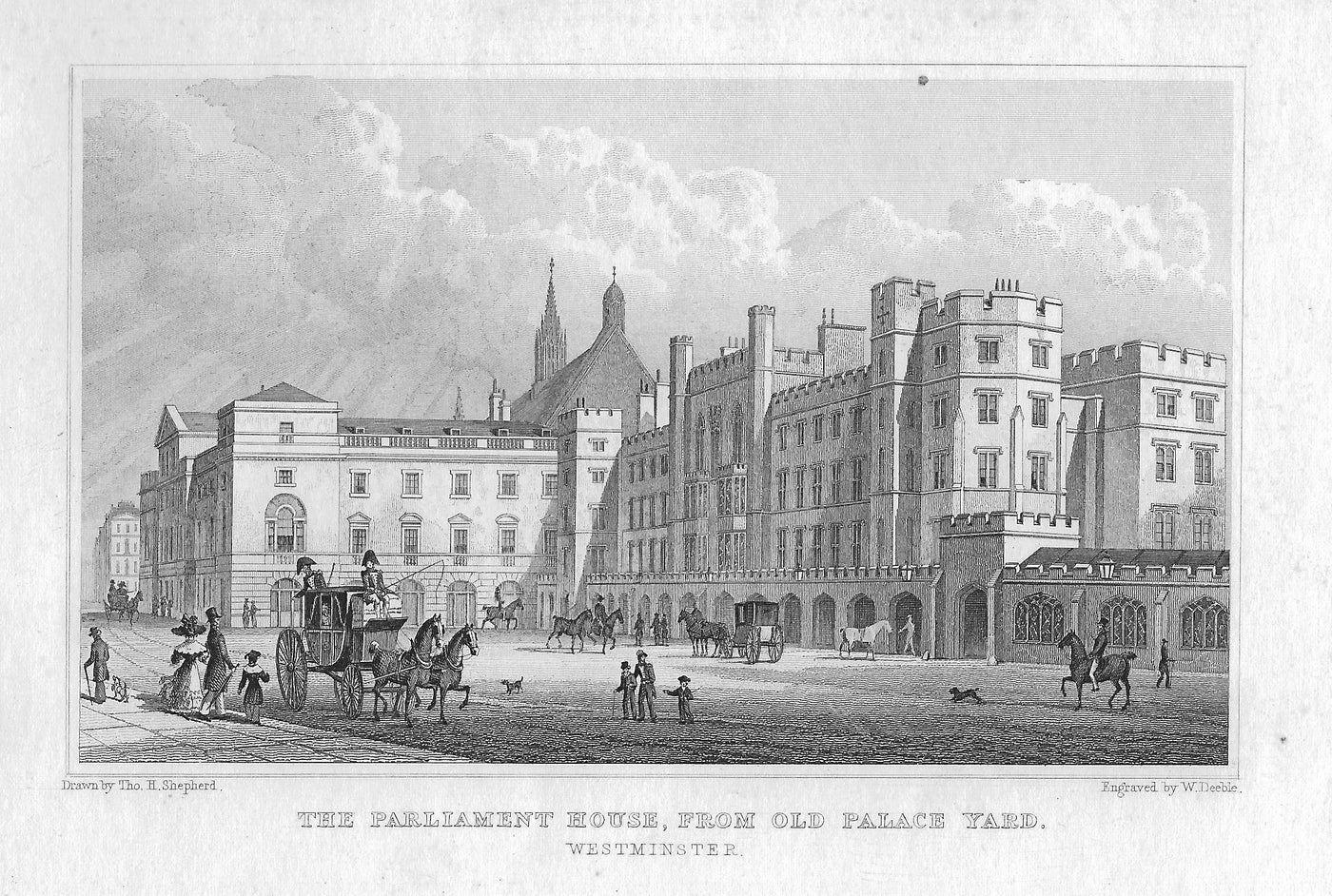 Parliament House Westminster London antique print 1830