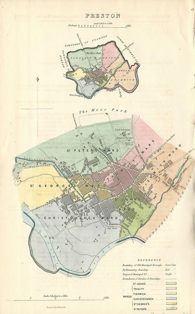 Preston antique map Boundary Commission Report 1837