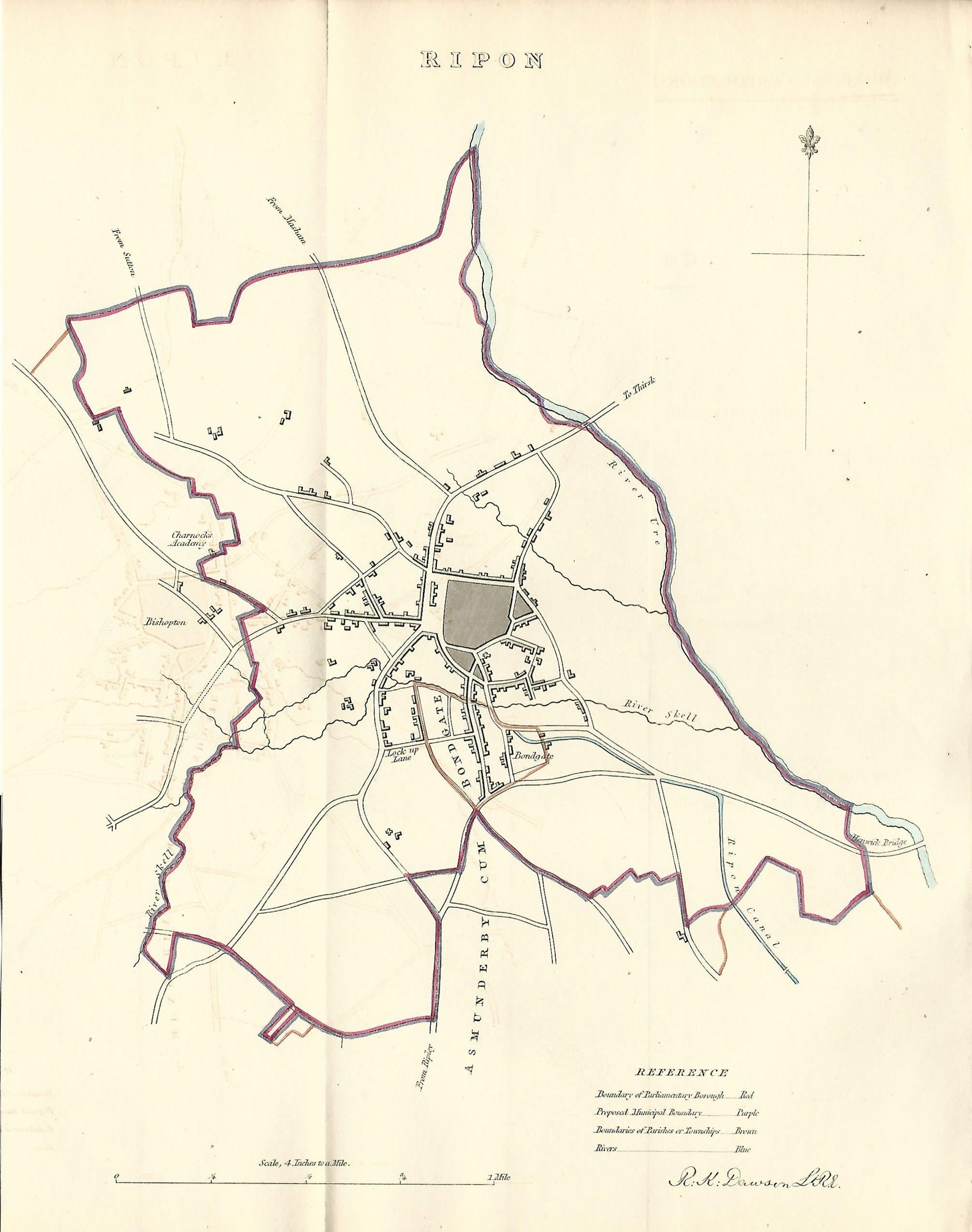 Ripon Yorkshire antique map Boundary Commission 1837 – Maps and Antique ...