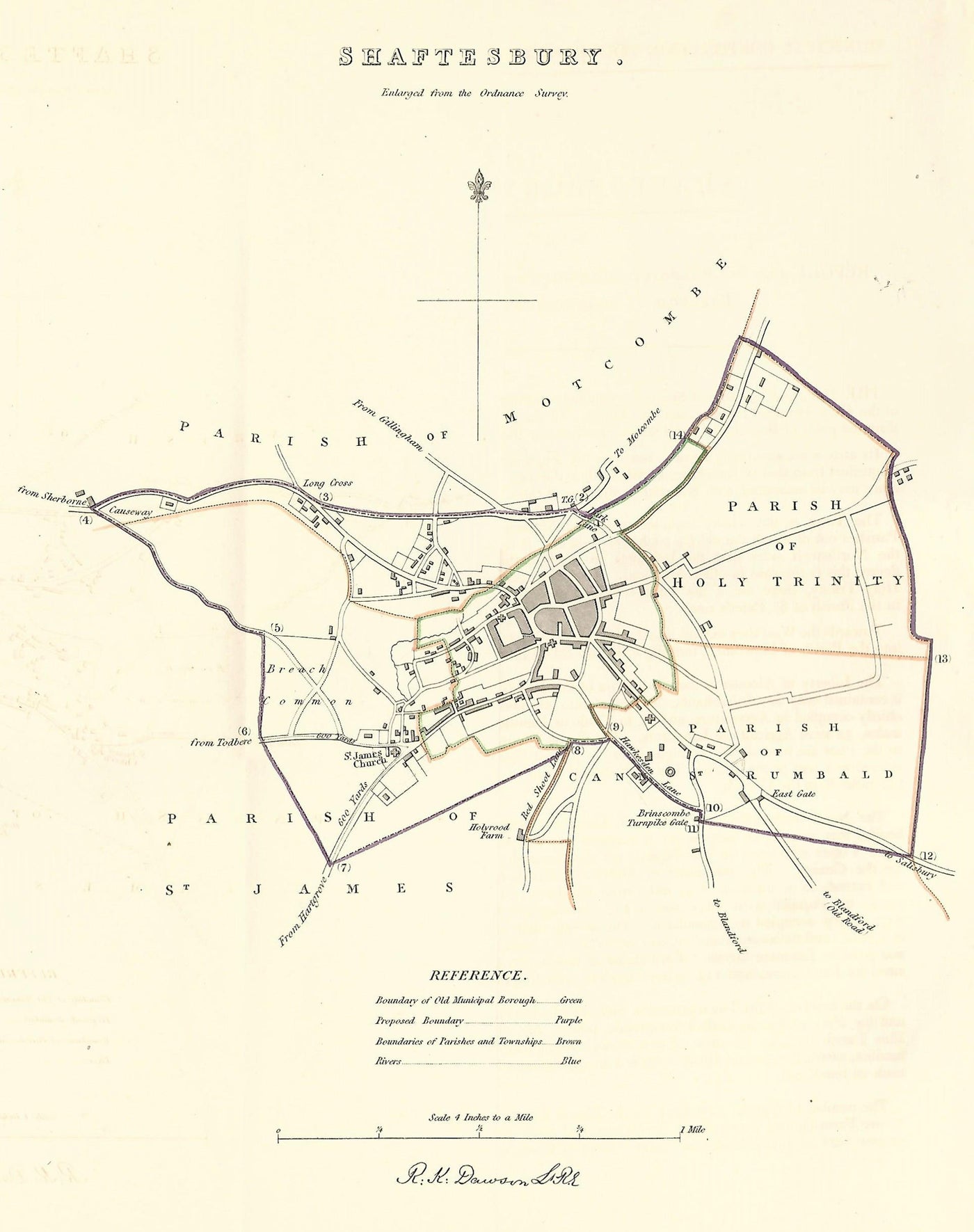 Shaftesbury Dorset antique map Boundary Commission 1837