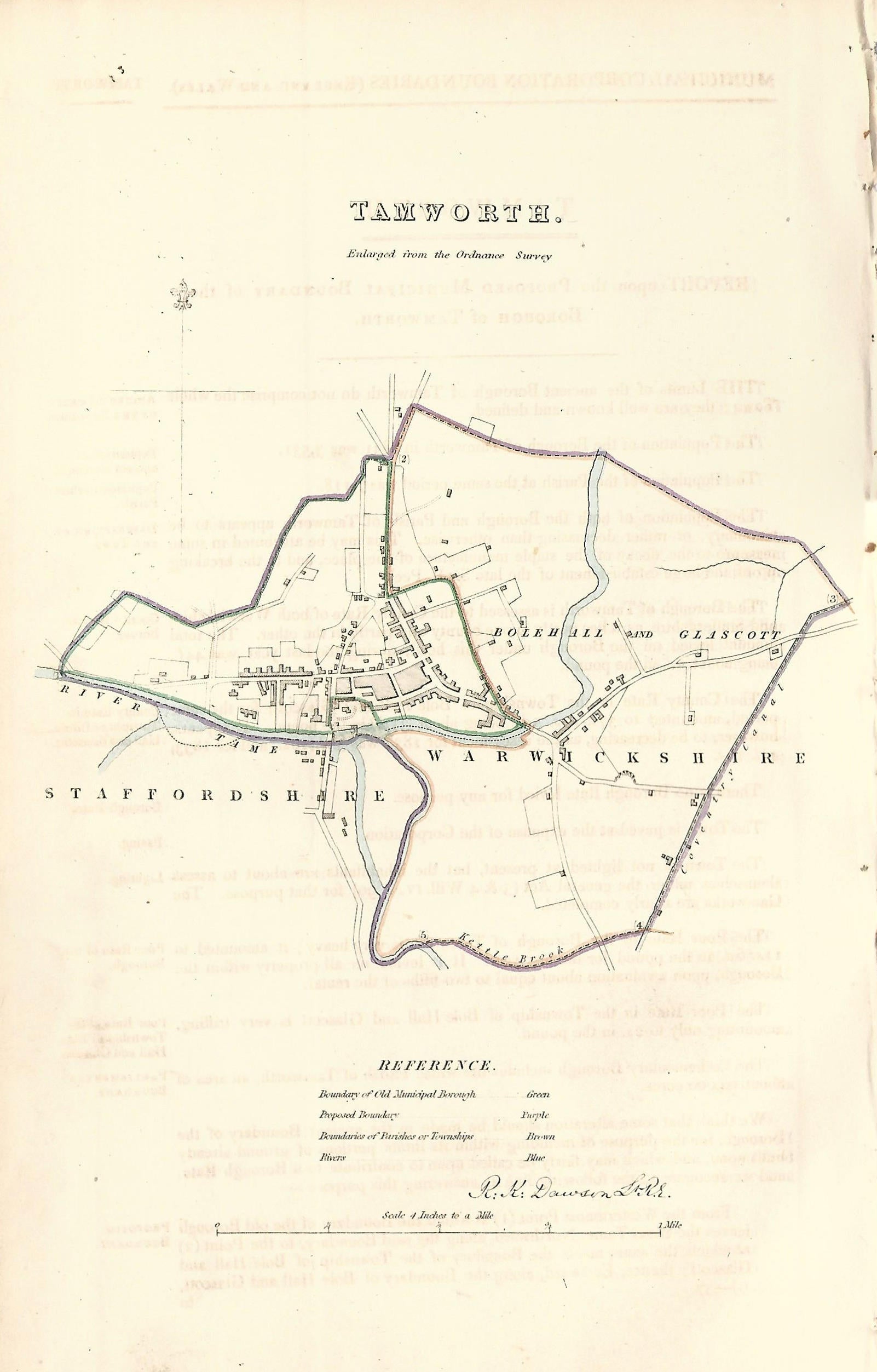Tamworth Staffordshire antique map Boundary Commission 1837 – Maps and ...
