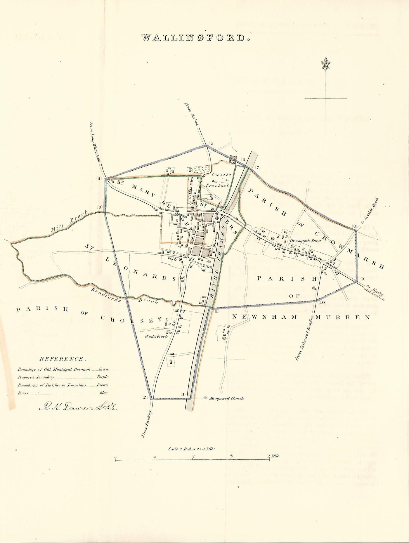Wallingford Oxfordshire historically Berkshire antique map