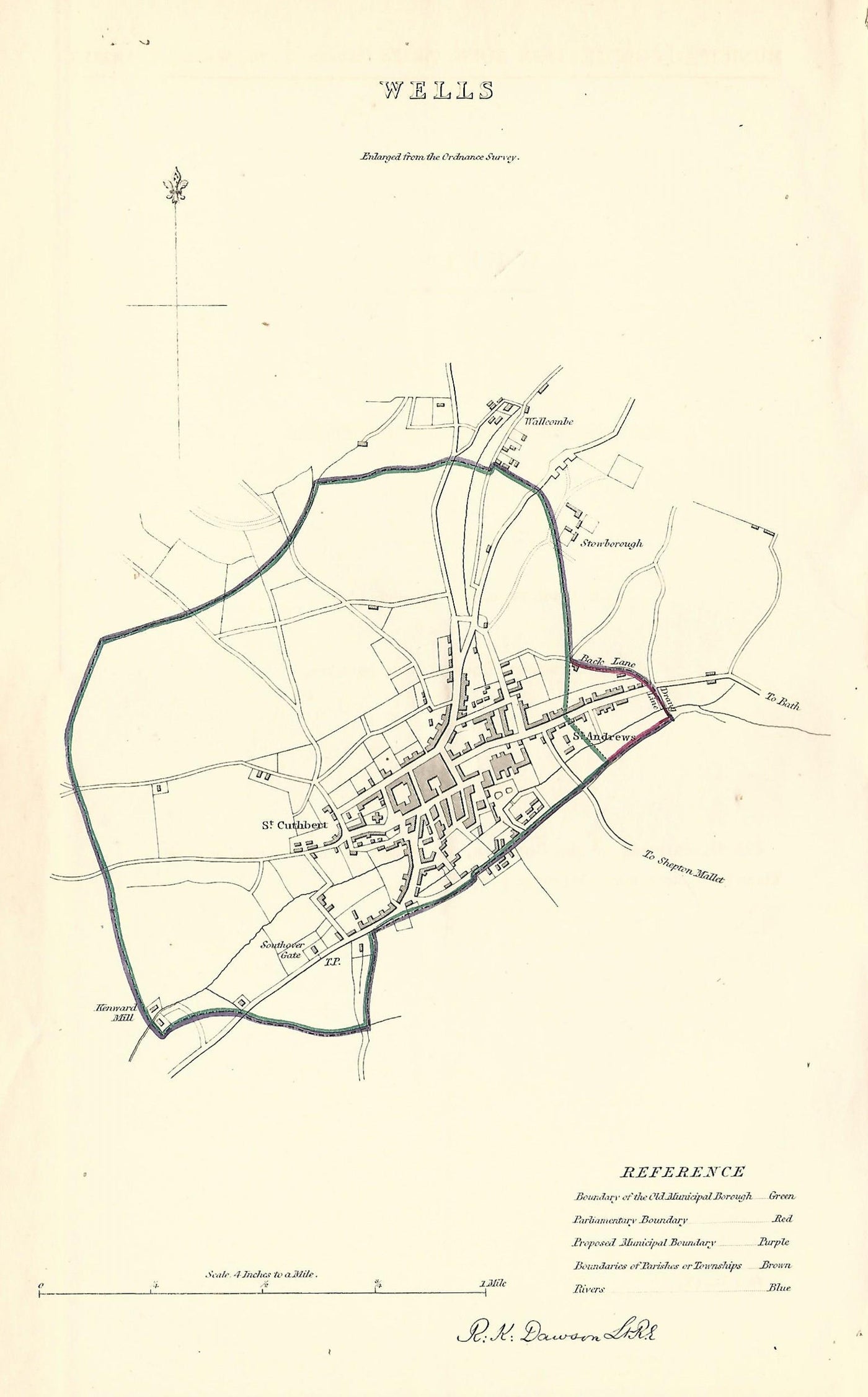 Wells Somersetshire antique map 1837