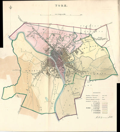 York Yorkshire Boundary Commission antique map 1837