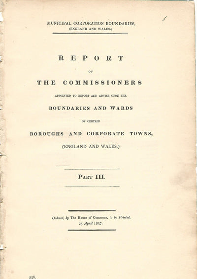 Shaftesbury Dorset antique map Boundary Commission 1837