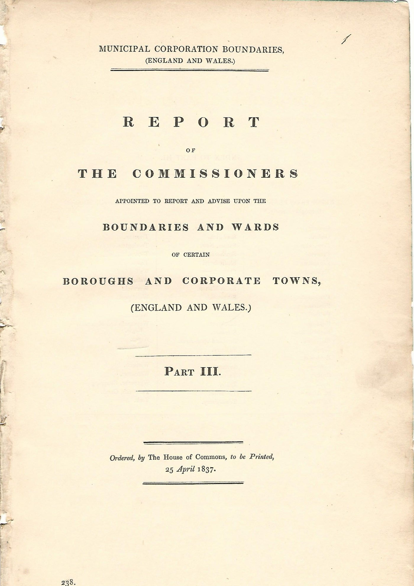Tiverton Devon antique map Boundary Commission 1837
