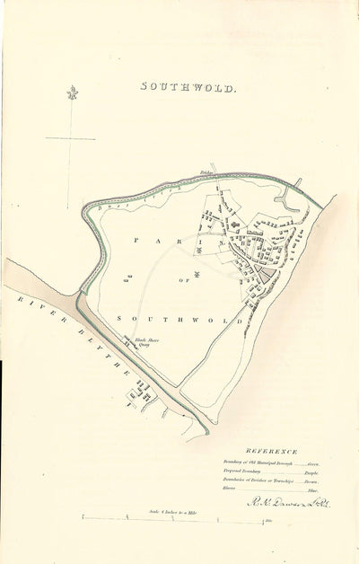 Southwold Suffolk antique map Boundary Commission 1837