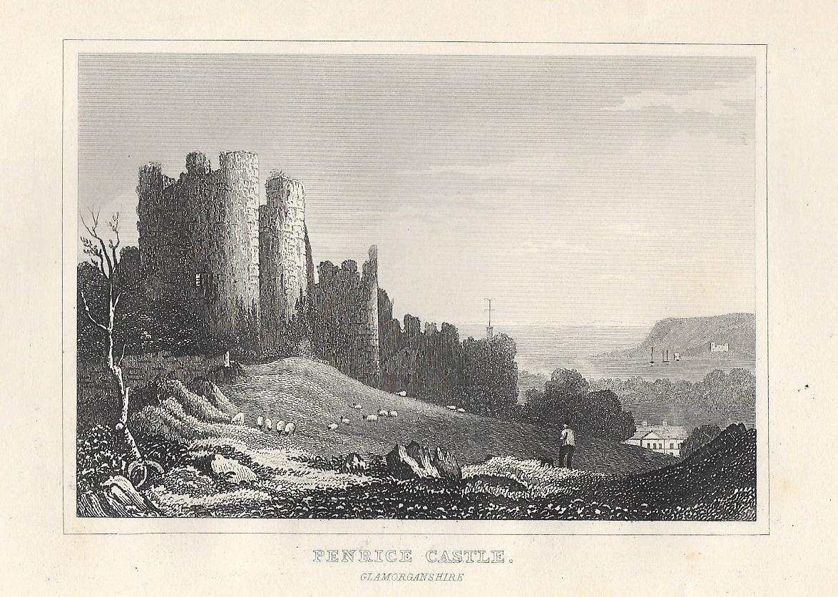 Penrice Castle Glamorganshire Wales antique print 1845