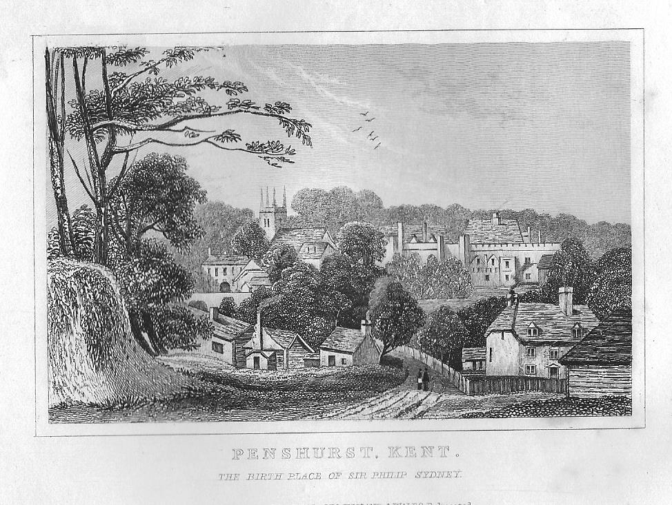 Penshurst Kent antique print 1845