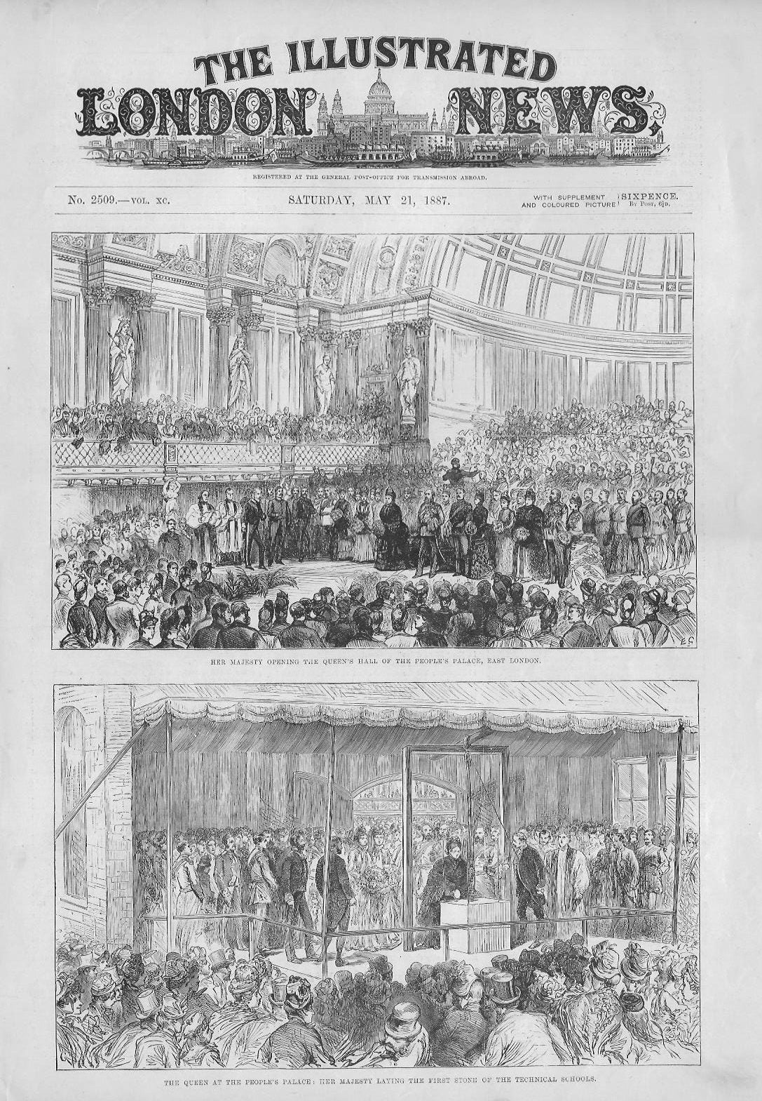 Peoples Palace Queen Mary University of London antique print