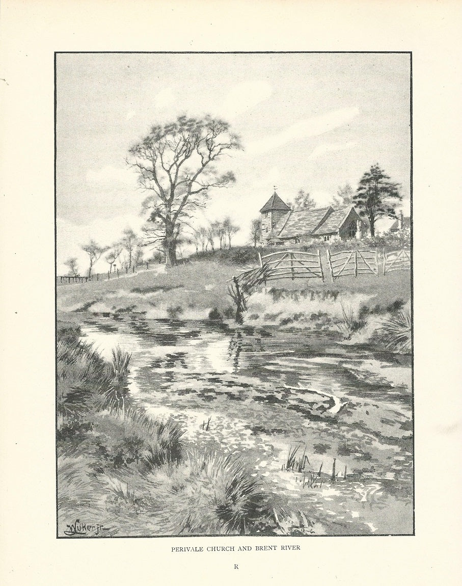 Perivale Church from the Brent River antique print 1893 – Maps and ...