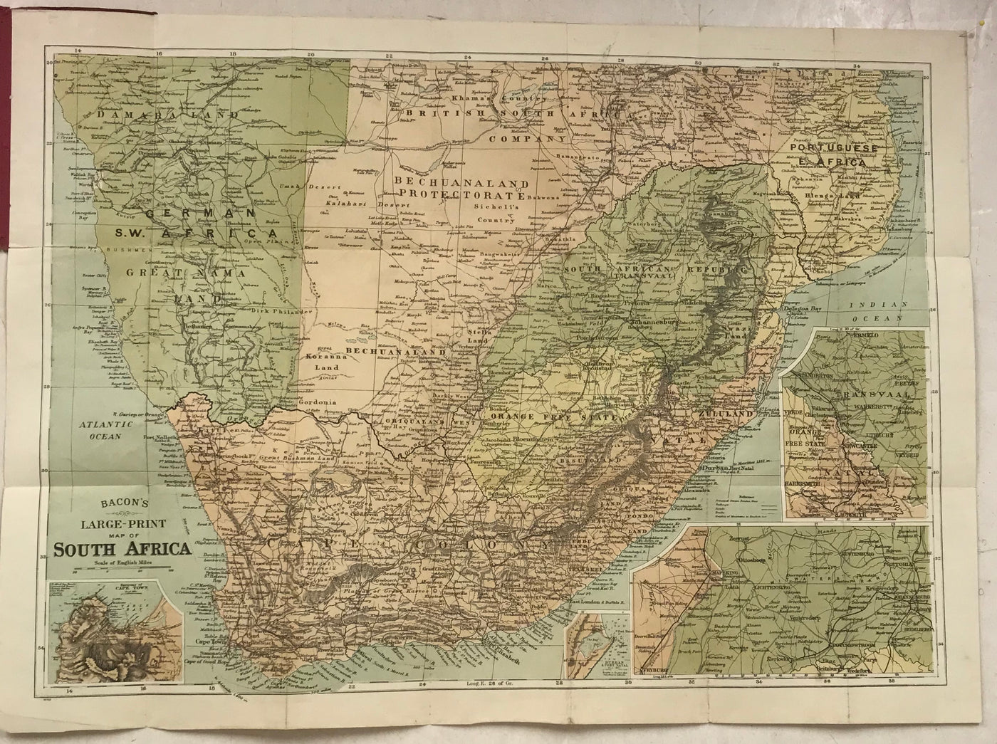 South Africa Transvaal and Cape Colony antique map 1899