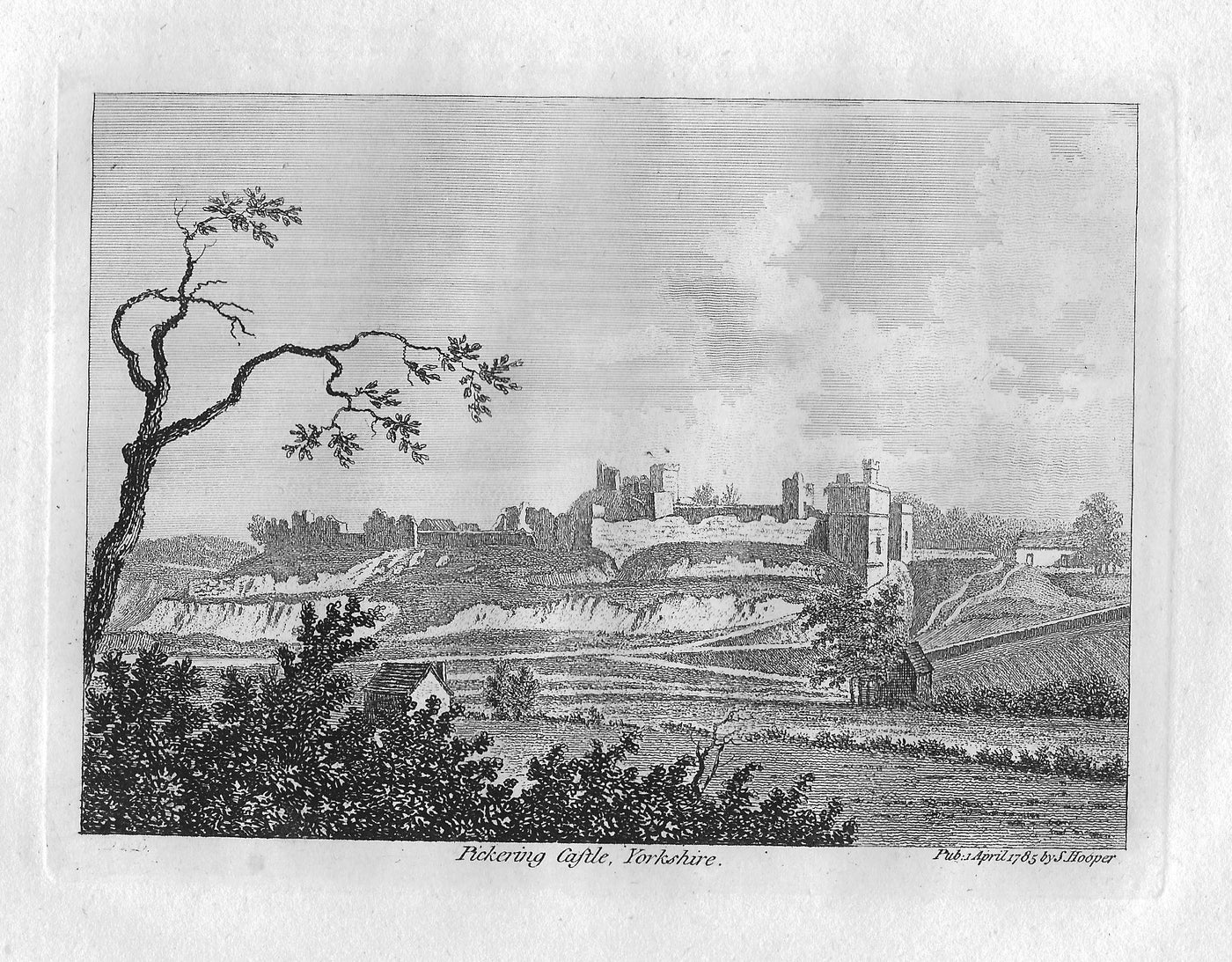 Pickering Castle Yorkshire antique print 1785