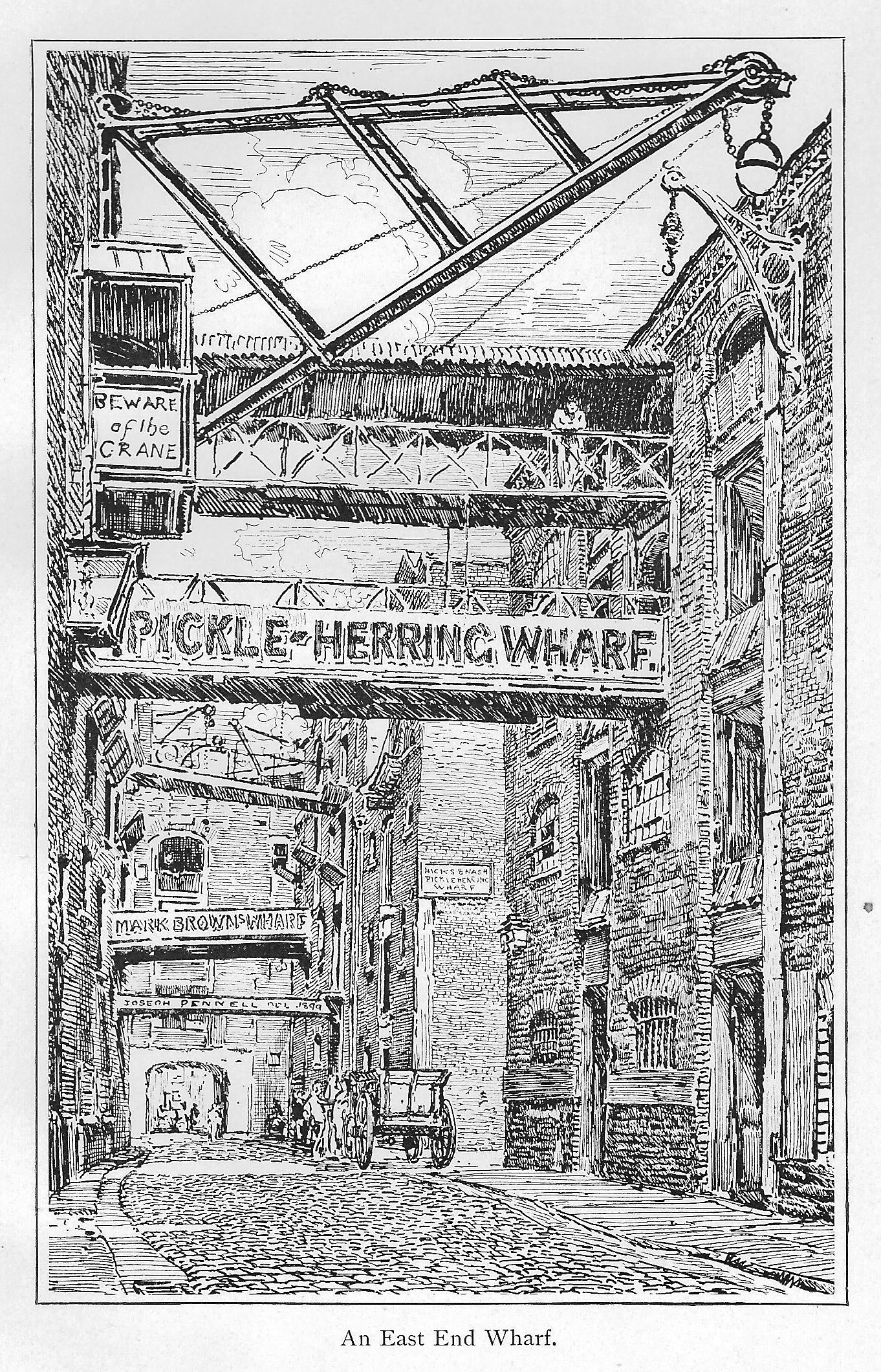 Bermondsey Pickle Herring Wharf antique print 1902