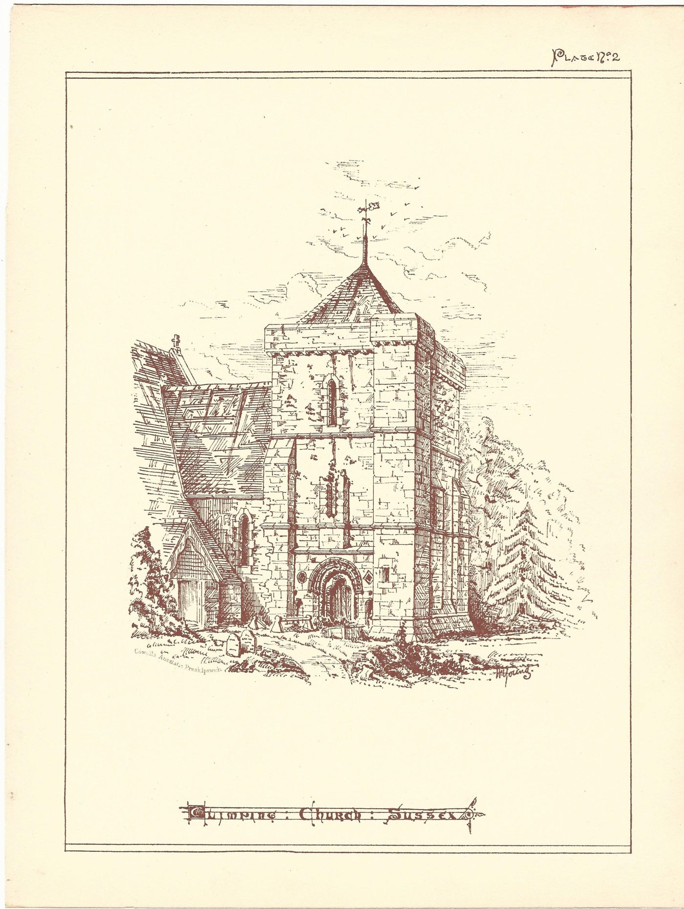 Clymping Church Sussex antique print 1869