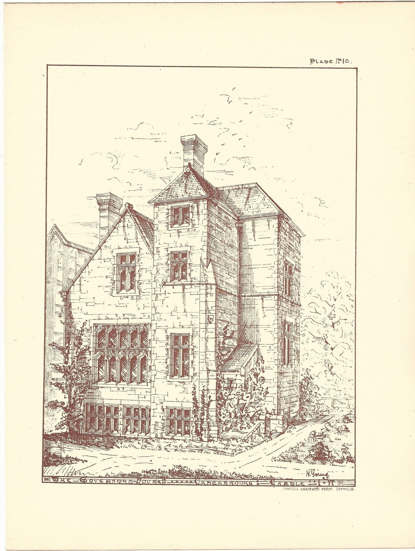 Carisbrooke Castle Governor's House antique print 1869