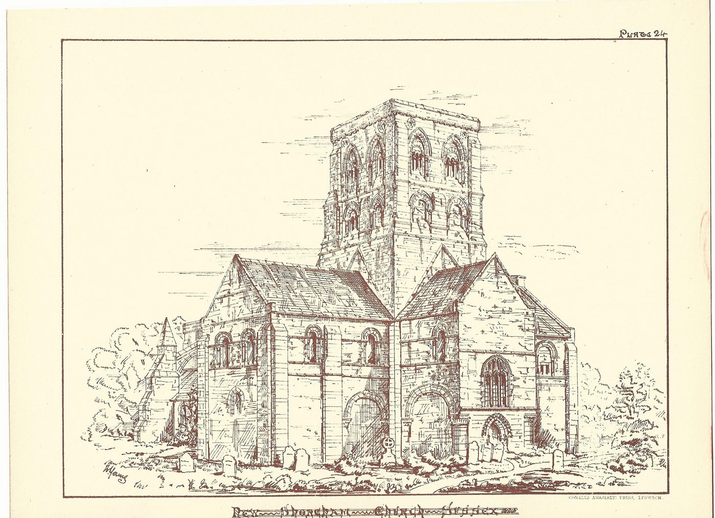Shoreham Church Sussex antique print 1869