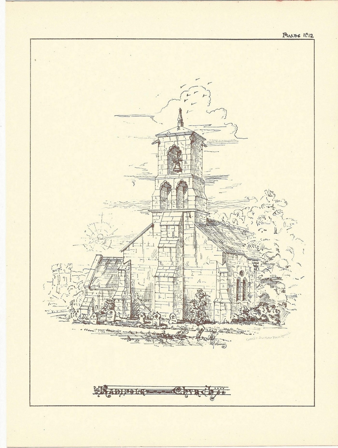 Radipole Church Dorset antique print 1869