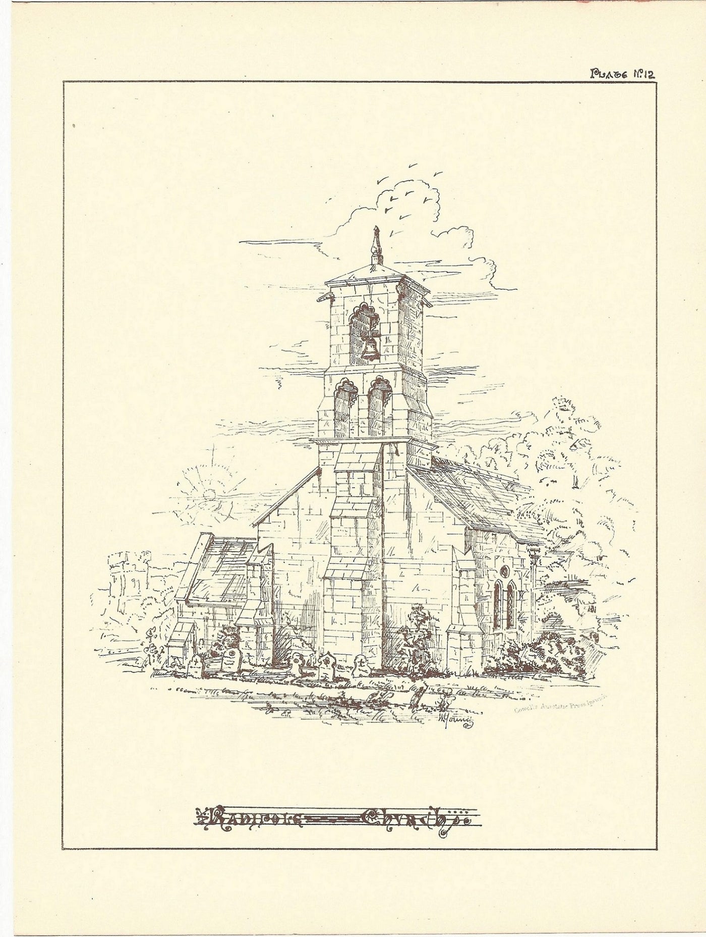 Radipole Church Dorset antique print