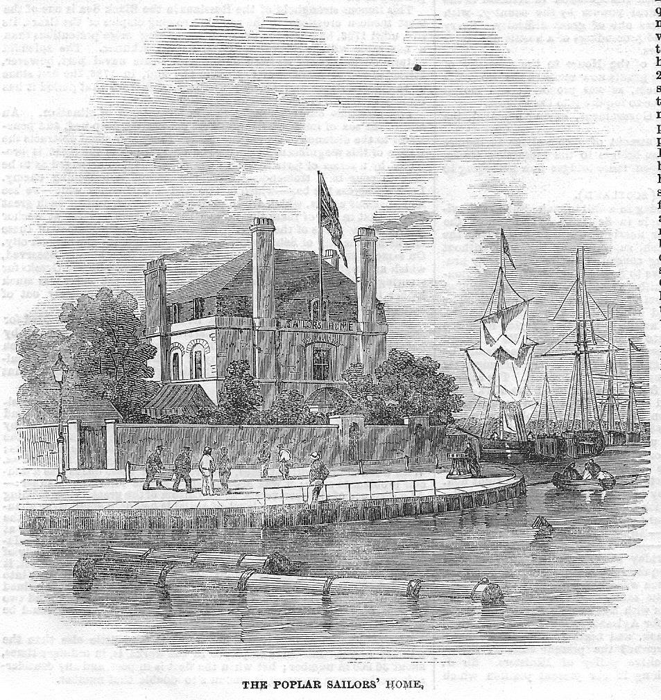 Poplar Sailors' Home Isle of Dogs antique print 1854
