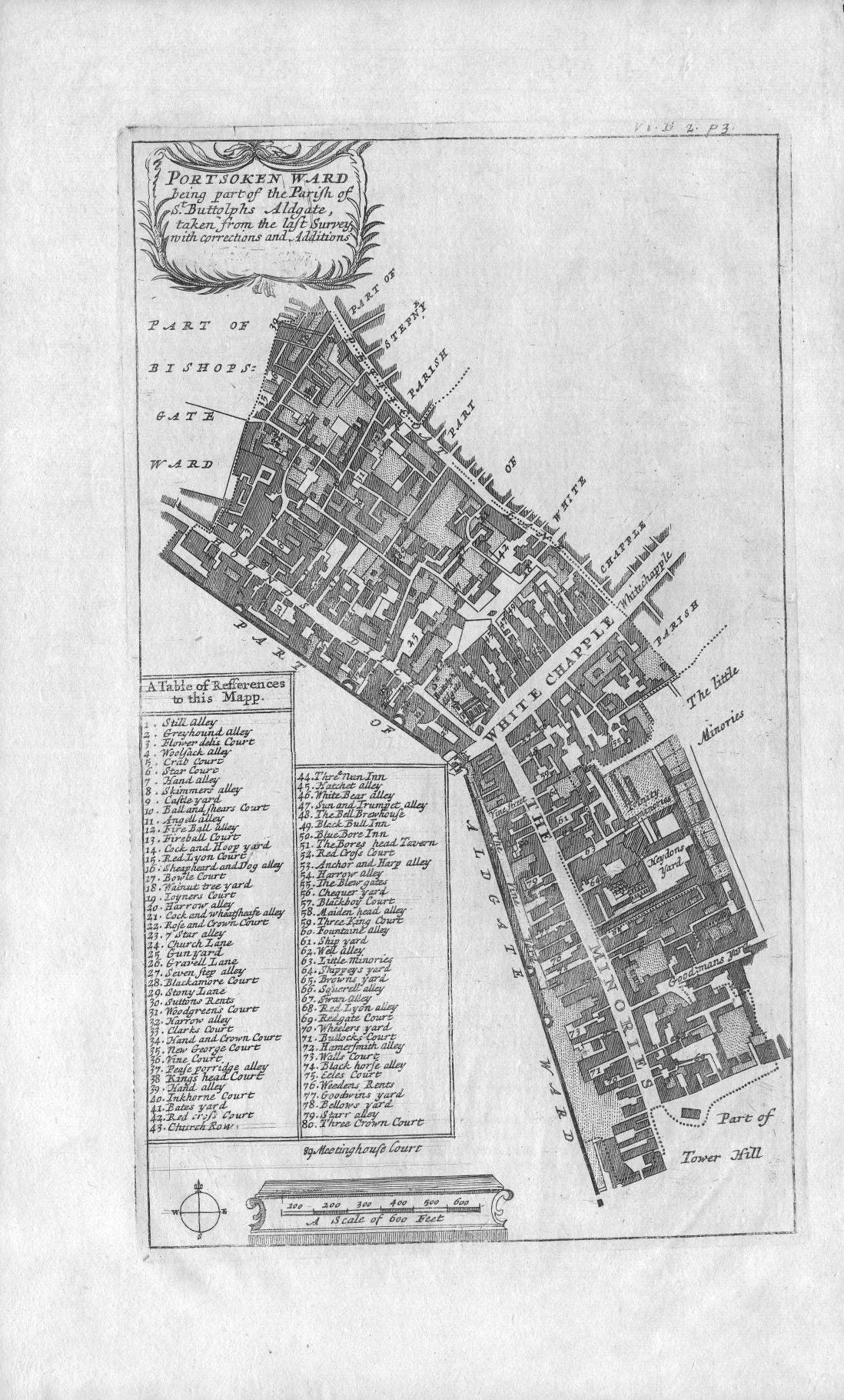 Portsoken Ward City of London antique map 1720