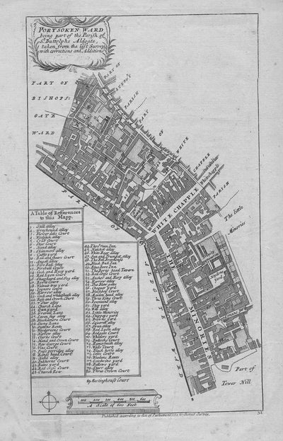 Portsoken Ward City of London antique map 1854