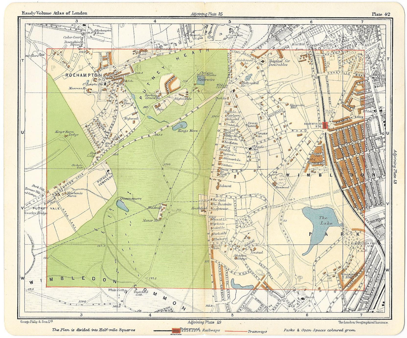 Putney Heath antique map