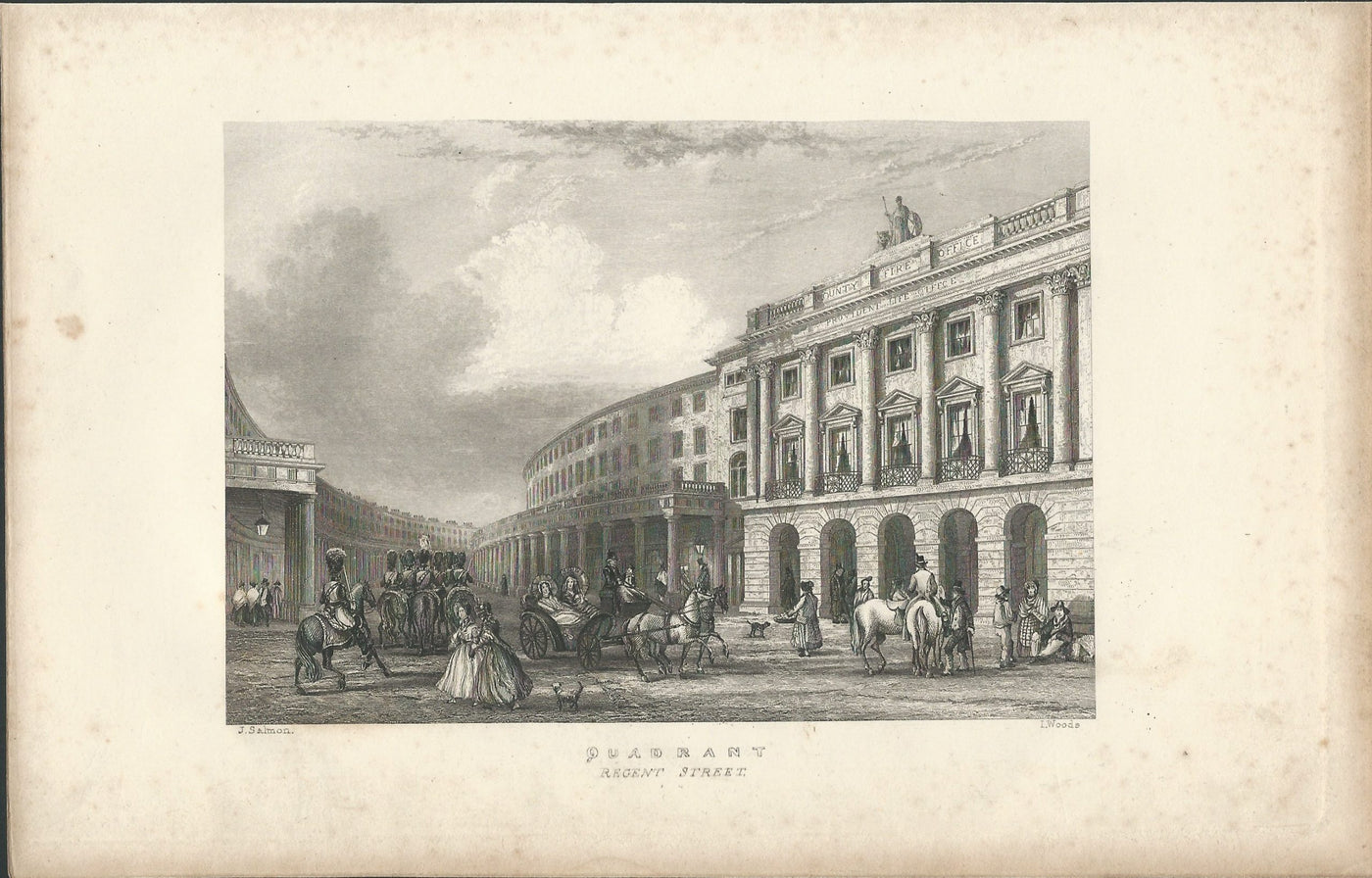 Quadrant Regents Street antique print 1838