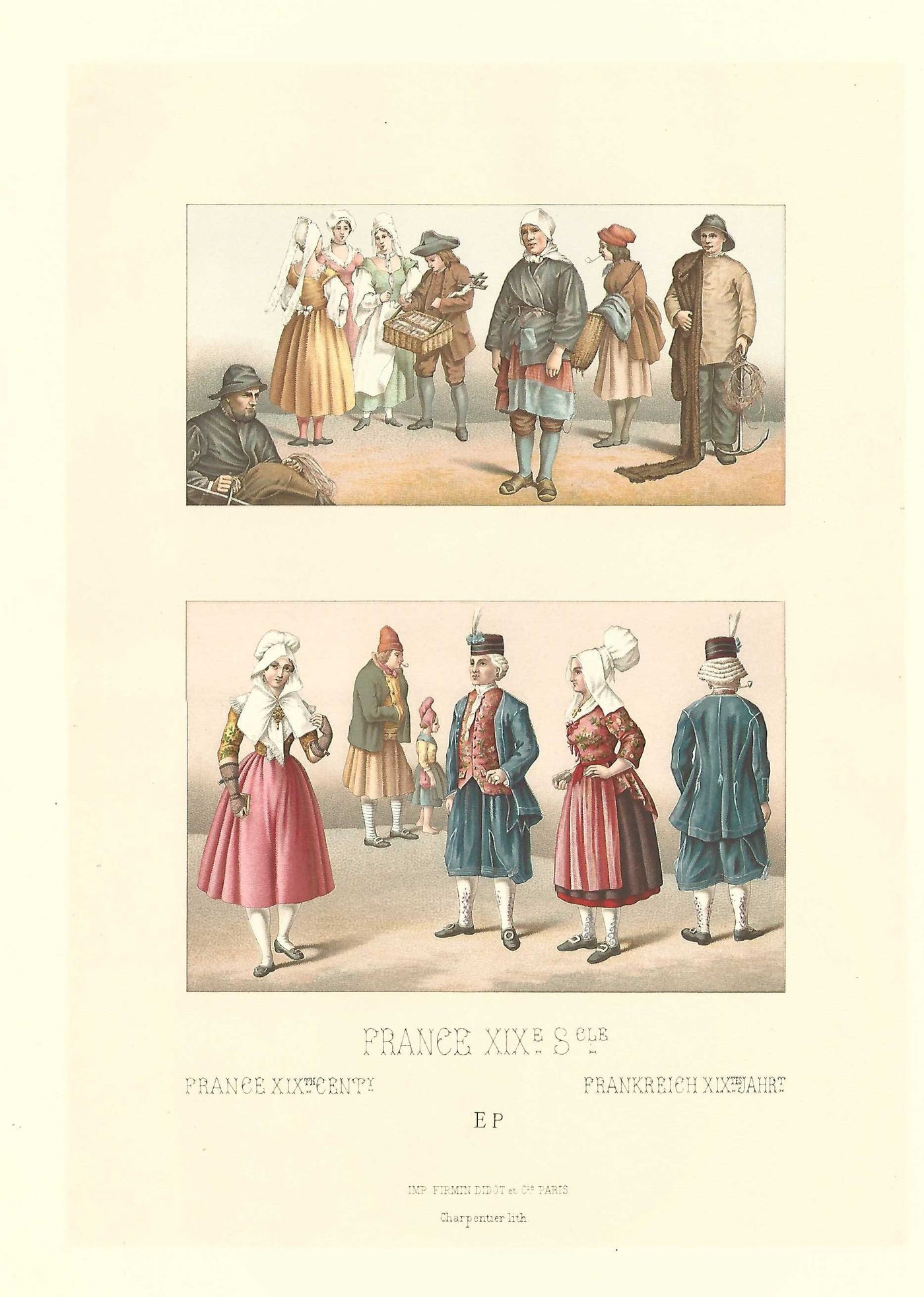Fishermen costumes of France English Channel (La Manche) Dieppe 1888