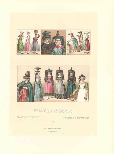 Costumes populaires antique print from Racinet's Le Costume Historique