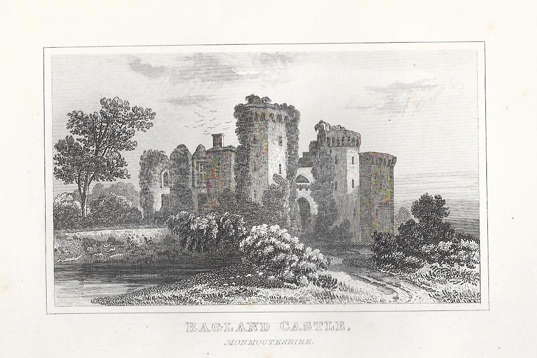 Raglan Castle Monmouthshire Wales antique print 1845