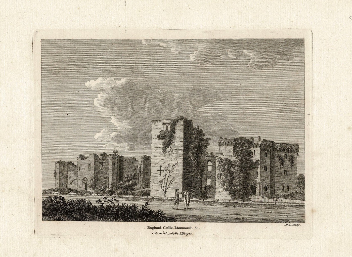 Raglan Castle Monmouthshire Wales antique print 1784