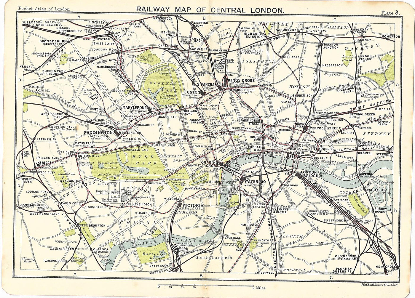 Railway map of Central London published 1917
