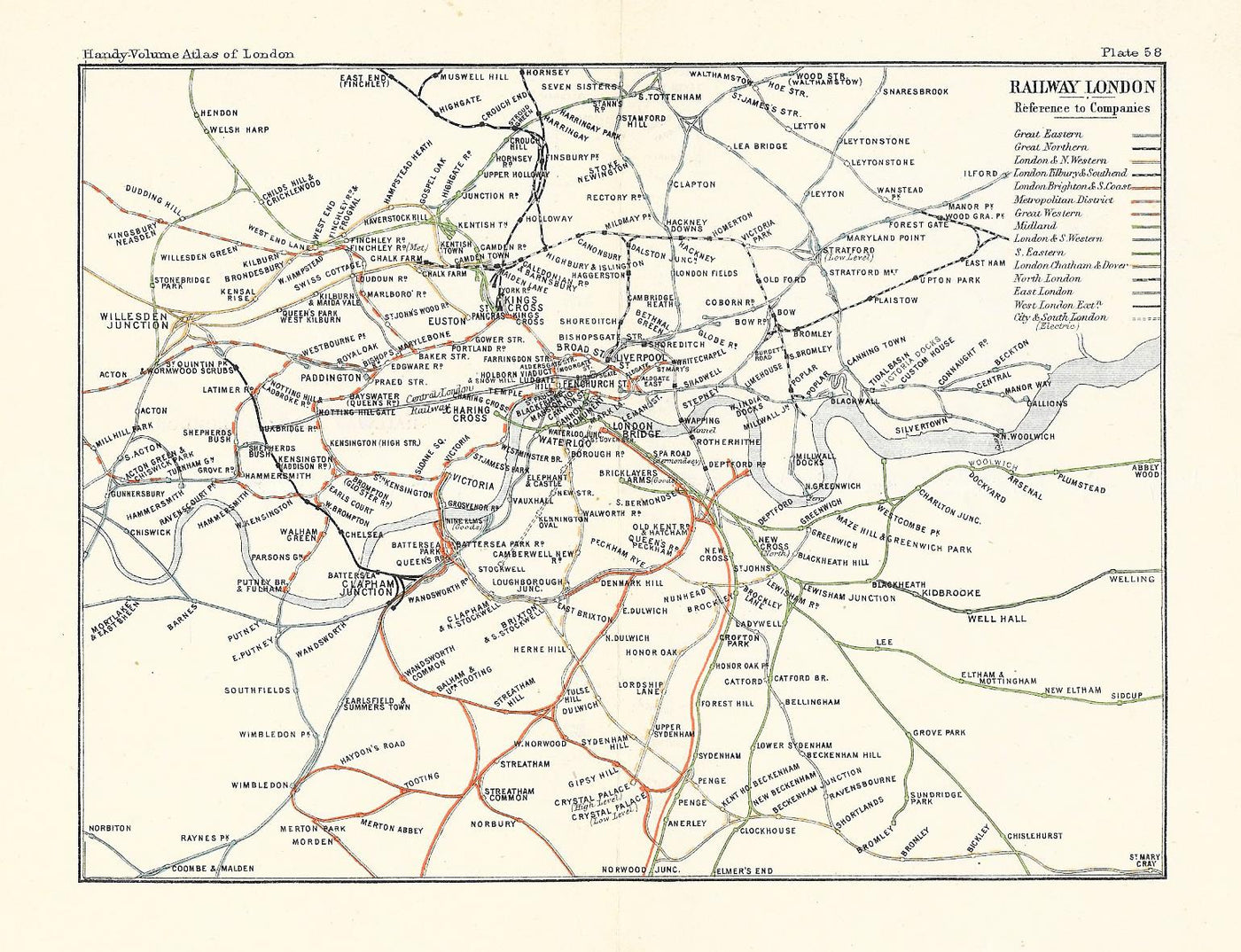 Railways map of London 1902