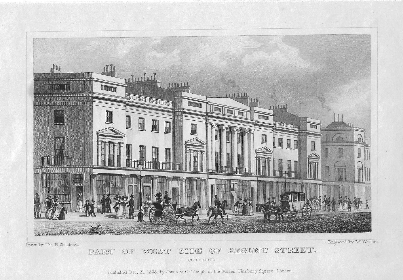 Regent Street London West Side 2 antique print