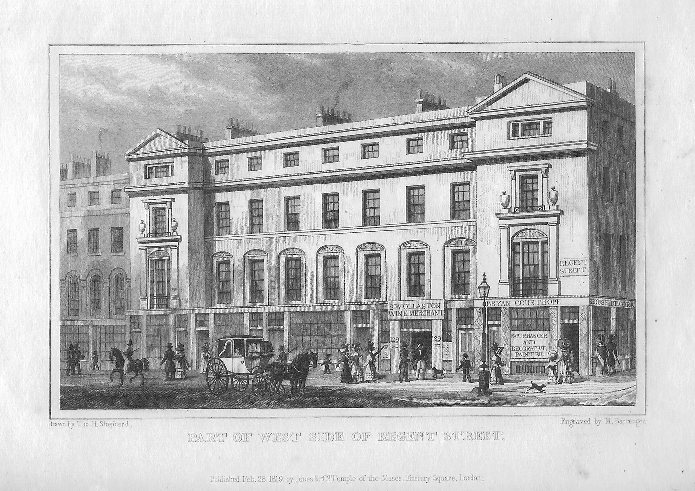 Regent Street London antique print 1828