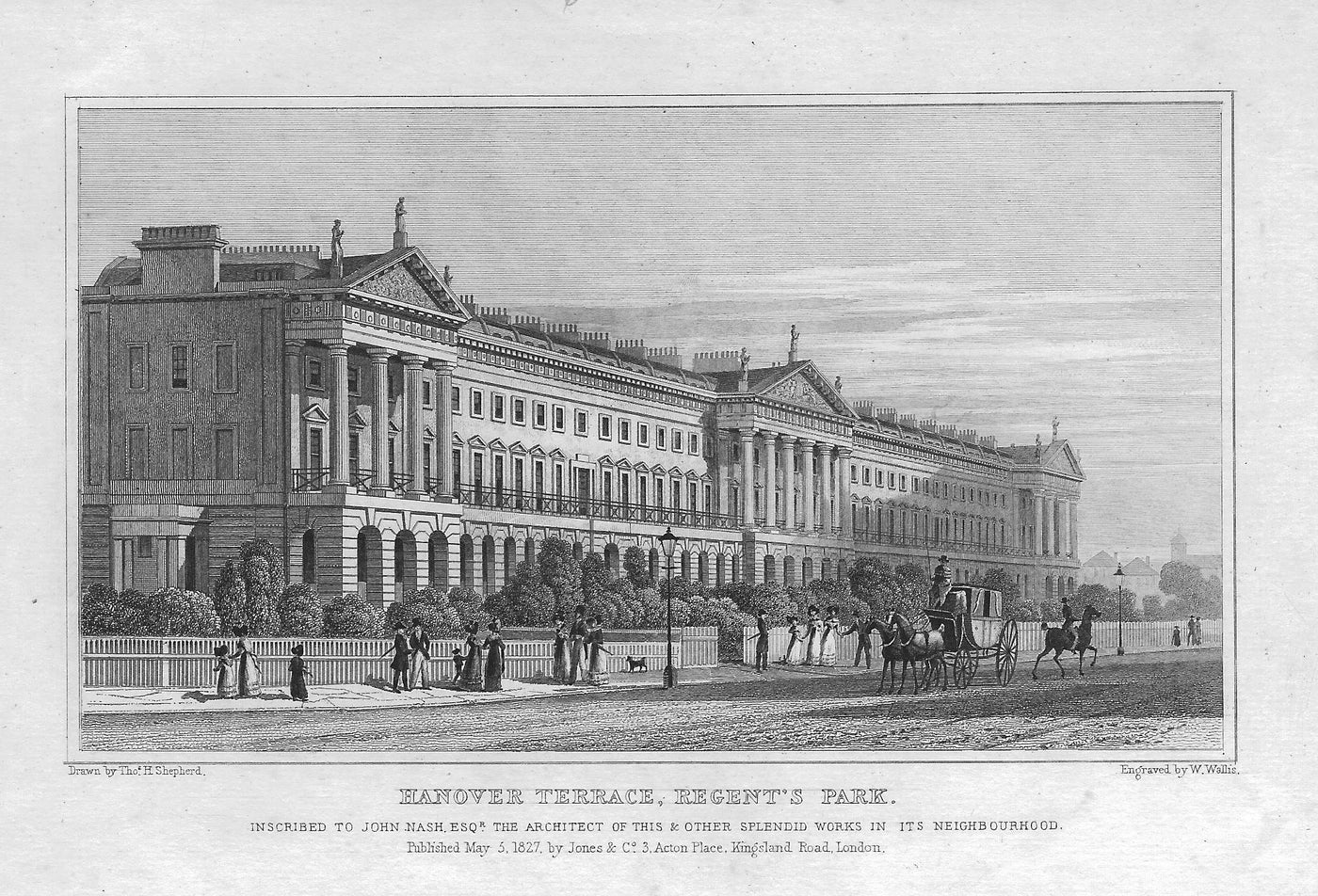 Hanover Terrace Regent's Park antique print 1830