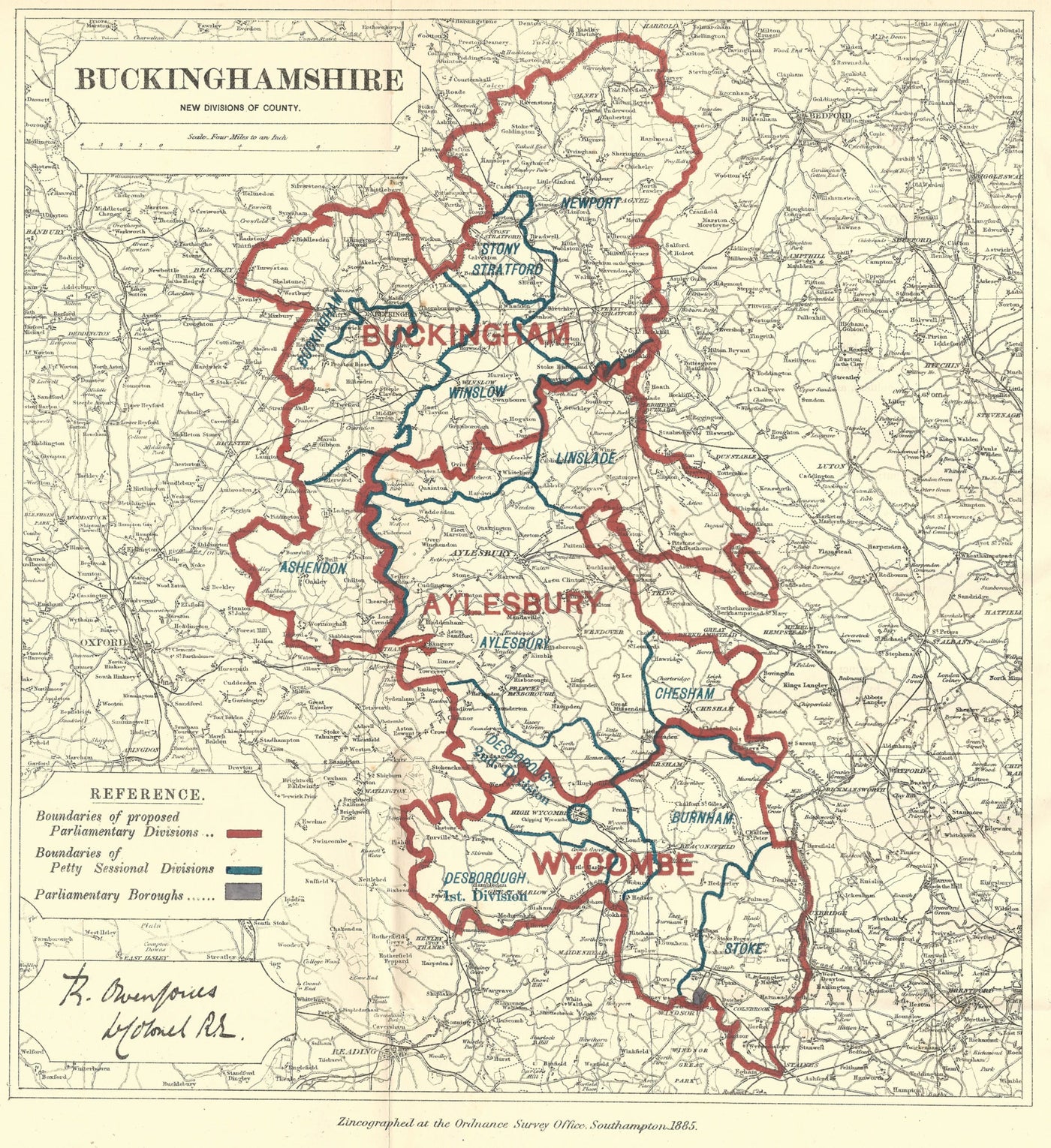 Buckinghamshire antique map