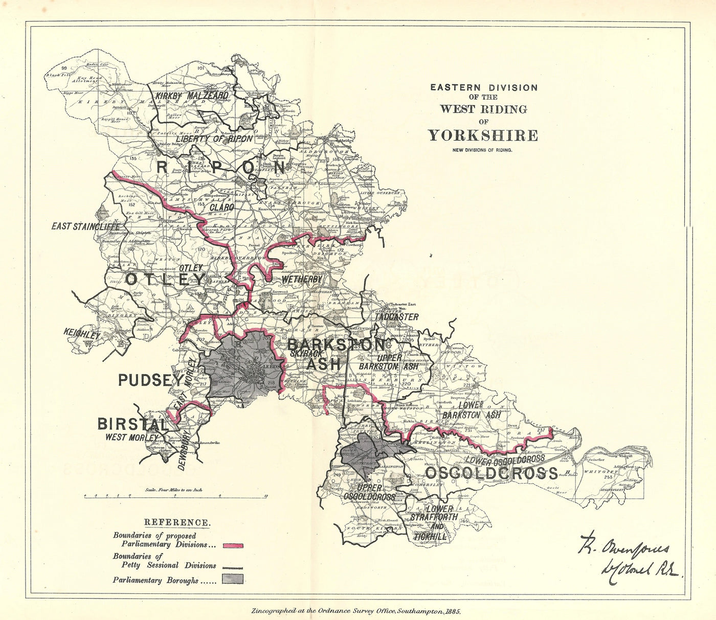Yorkshire West Riding Eastern Division antique map