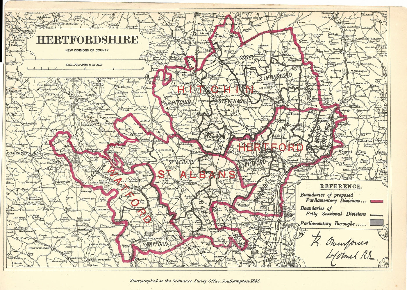 Hertfordshire Antique Map Boundary Commission 1885 Maps And Antique hertfordshire-antique-map-boundary-commission-1885-maps-and-antique