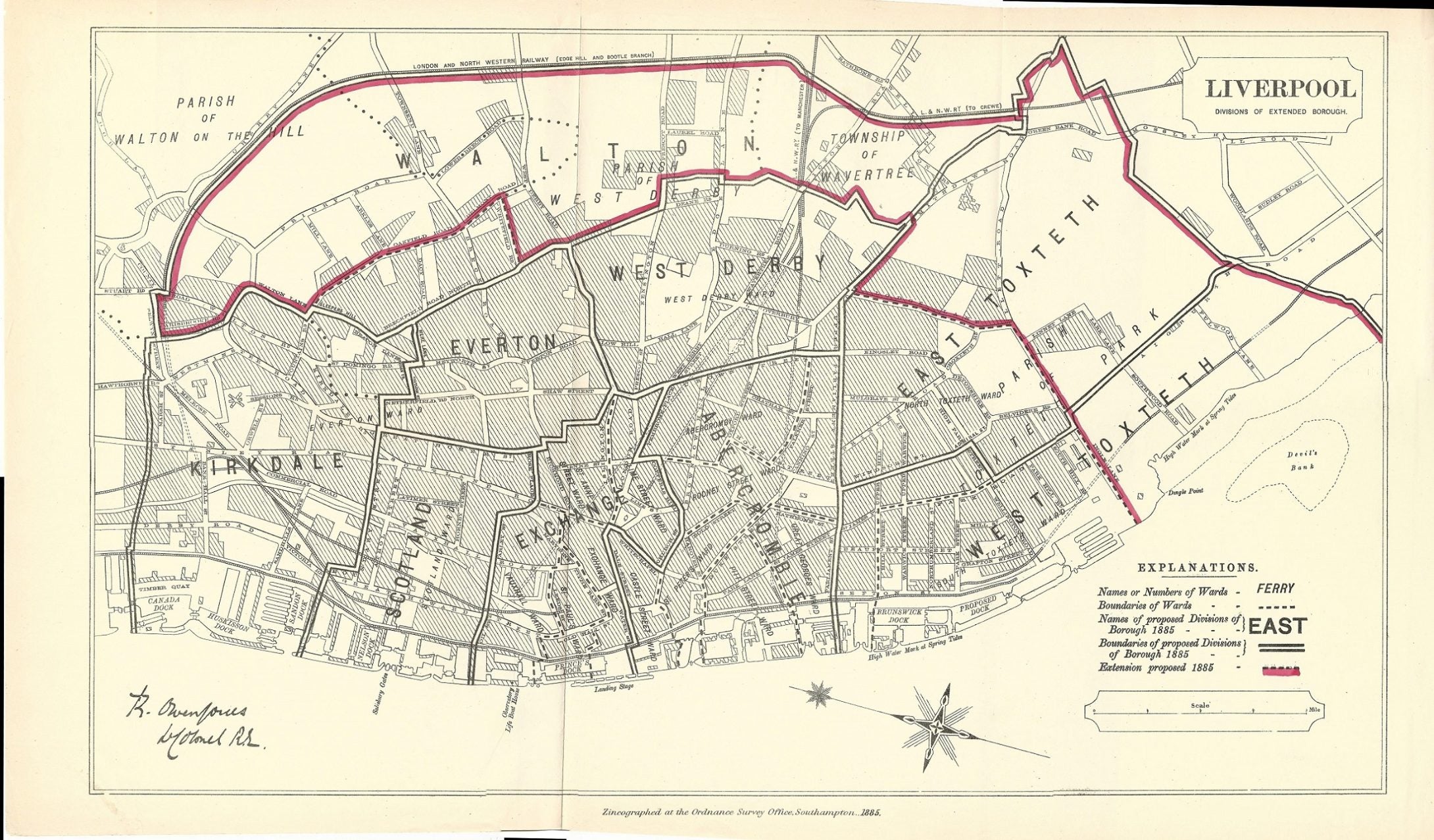 Liverpool antique map Ordnance Survey published 1885 – Maps and Antique ...