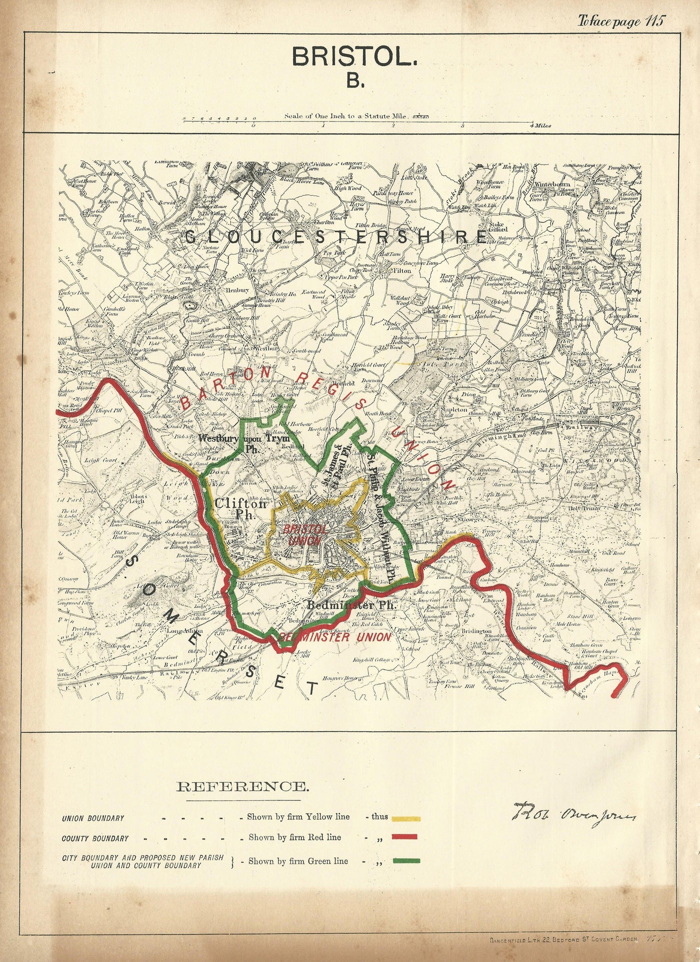 Bristol antique map Ordnance Survey 1888