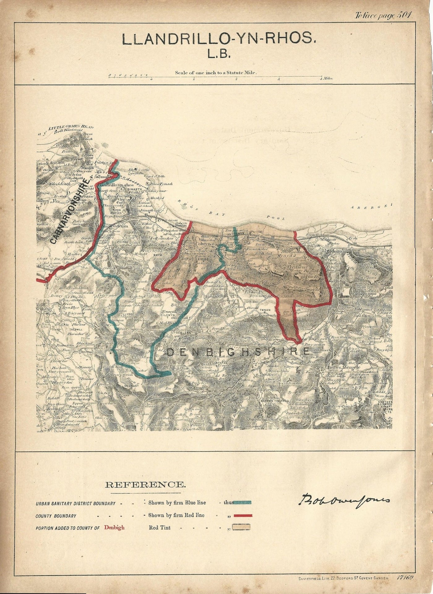 Llandrillo yn Rhos antique map Ordnance Survey 1888