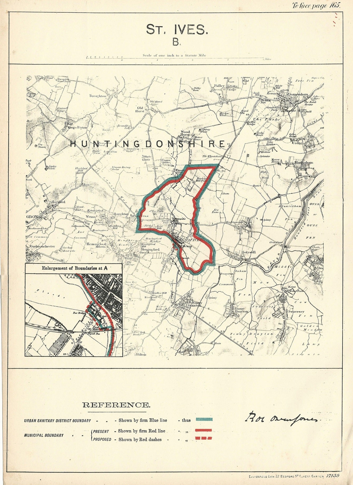 St Ives antique map Ordnance Survey Boundary Commission Report 1888