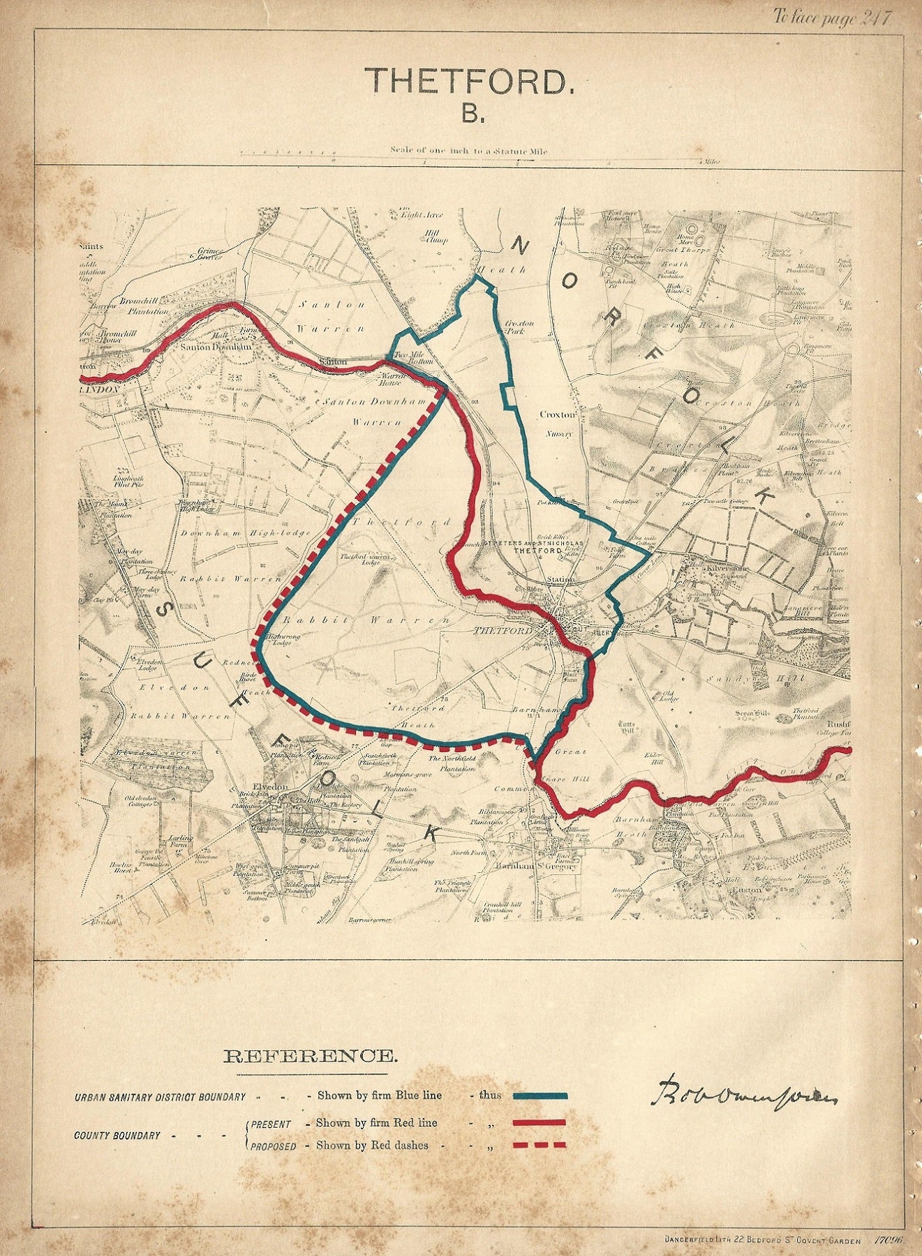 Thetford Norfolk antique map Ordnance Survey 1888 – Maps and Antique Prints