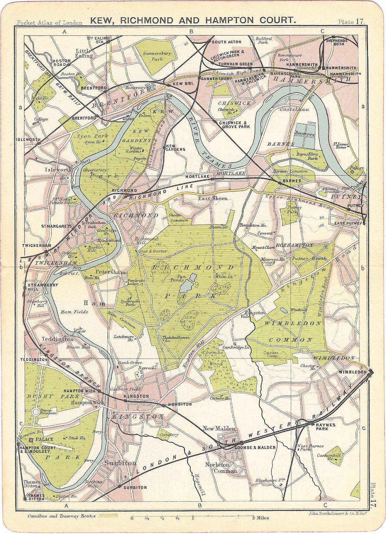 Richmond Park antique map 1904